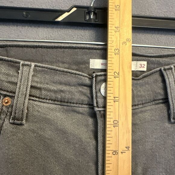 Levi's Wedgie Straight Jeans Button Fly Womens Size 32 28" Gray Charcoal Wash - Picture 9 of 11